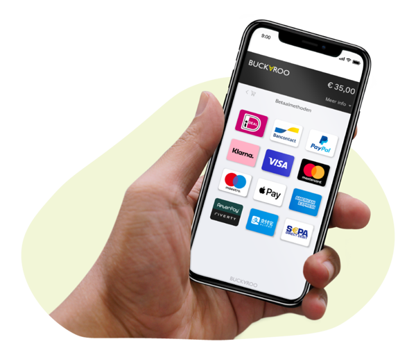 Buckaroo payment terminal supporting Visa, Mastercard, Maestro, and AMEX